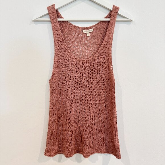 Eileen Fisher 100% Cotton Tape Nubble Crochet Shell Scoop Neck Tank Top Large - Picture 1 of 7